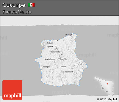 Gray 3D Map of Cucurpe, single color outside