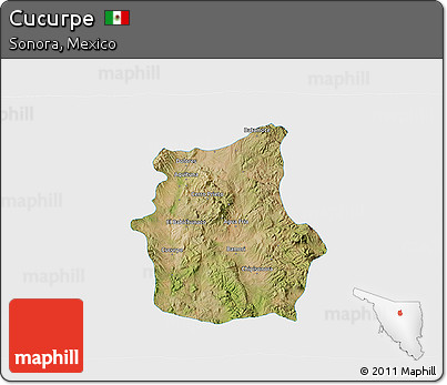 Satellite 3D Map of Cucurpe, single color outside