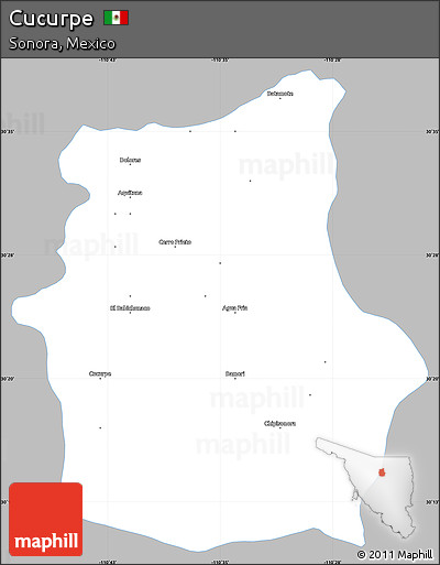 Gray Simple Map of Cucurpe, single color outside