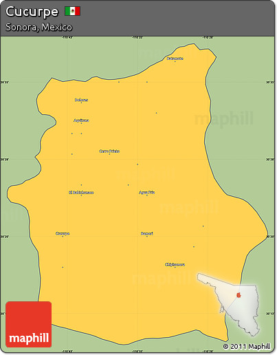 Savanna Style Simple Map of Cucurpe, cropped outside