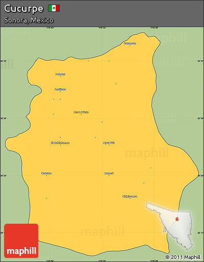 Savanna Style Simple Map of Cucurpe, cropped outside