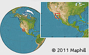Satellite Location Map of Hermosillo, within the entire country