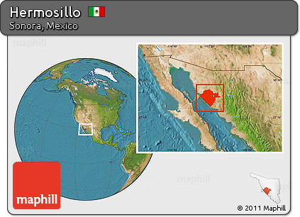 Satellite Location Map of Hermosillo