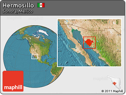 Satellite Location Map of Hermosillo