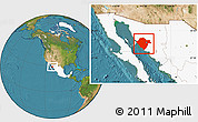 Satellite Location Map of Hermosillo, highlighted country