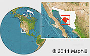 Satellite Location Map of Hermosillo, highlighted parent region