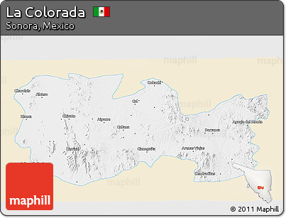 Classic Style 3D Map of La Colorada, single color outside