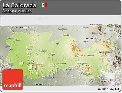 Physical 3D Map of La Colorada, semi-desaturated