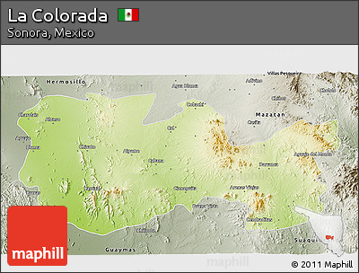 Physical 3D Map of La Colorada, semi-desaturated
