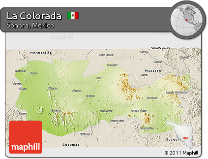 Physical 3D Map of La Colorada, shaded relief outside
