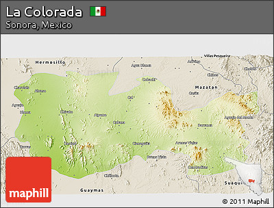 Physical 3D Map of La Colorada, shaded relief outside