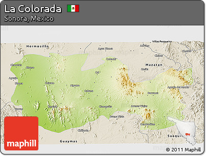 Physical 3D Map of La Colorada, shaded relief outside