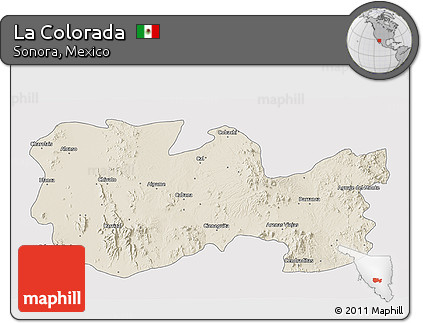 Shaded Relief 3D Map of La Colorada, cropped outside