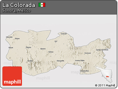 Shaded Relief 3D Map of La Colorada, cropped outside