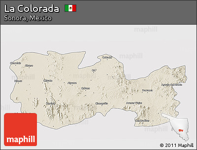 Shaded Relief 3D Map of La Colorada, cropped outside