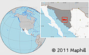 Gray Location Map of La Colorada, highlighted country, highlighted parent region