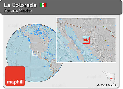 Gray Location Map of La Colorada, hill shading