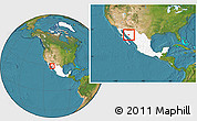 Satellite Location Map of La Colorada, highlighted country, within the entire country