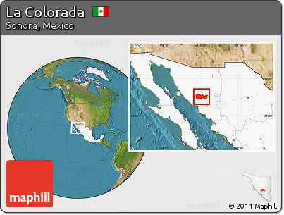 Satellite Location Map of La Colorada, highlighted country