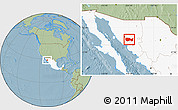 Savanna Style Location Map of La Colorada, highlighted country, hill shading