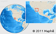 Shaded Relief Location Map of La Colorada, within the entire country