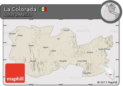 Shaded Relief Map of La Colorada, cropped outside