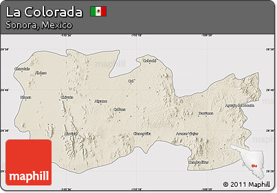 Shaded Relief Map of La Colorada, cropped outside