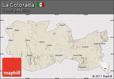 Shaded Relief Map of La Colorada, cropped outside