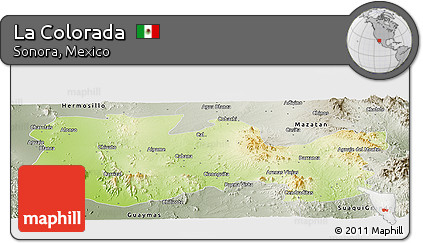 Physical Panoramic Map of La Colorada, semi-desaturated