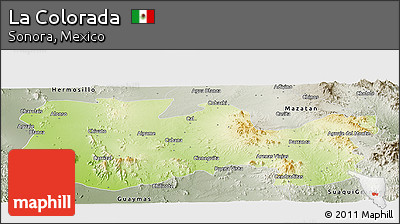 Physical Panoramic Map of La Colorada, semi-desaturated