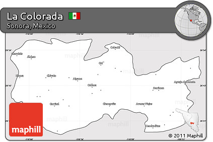 Silver Style Simple Map of La Colorada, cropped outside