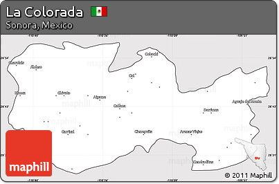 Silver Style Simple Map of La Colorada, cropped outside