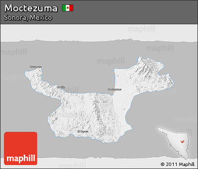 Gray 3D Map of Moctezuma, single color outside