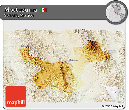 Physical 3D Map of Moctezuma, lighten