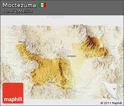 Physical 3D Map of Moctezuma, lighten