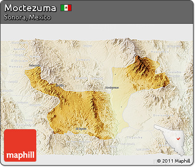 Physical 3D Map of Moctezuma, lighten