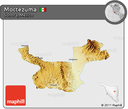 Physical 3D Map of Moctezuma, single color outside