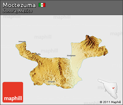 Physical 3D Map of Moctezuma, single color outside