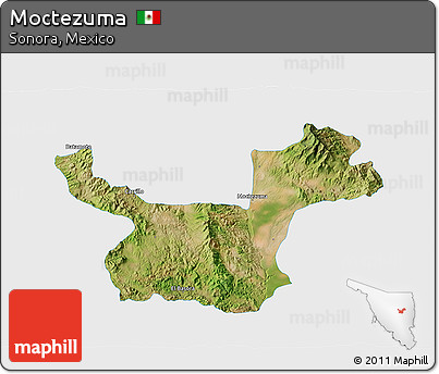 Satellite 3D Map of Moctezuma, single color outside