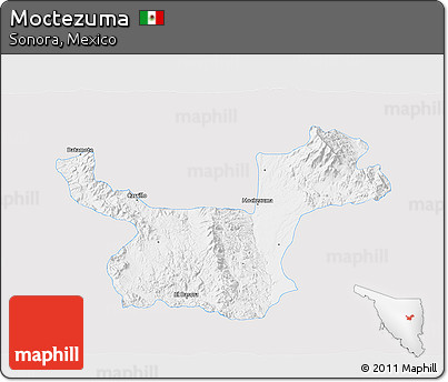 Silver Style 3D Map of Moctezuma, single color outside