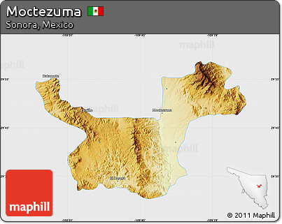 Physical Map of Moctezuma, single color outside