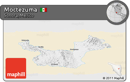 Classic Style Panoramic Map of Moctezuma, single color outside