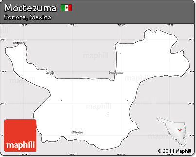 Silver Style Simple Map of Moctezuma, cropped outside