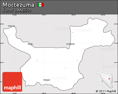Silver Style Simple Map of Moctezuma, cropped outside