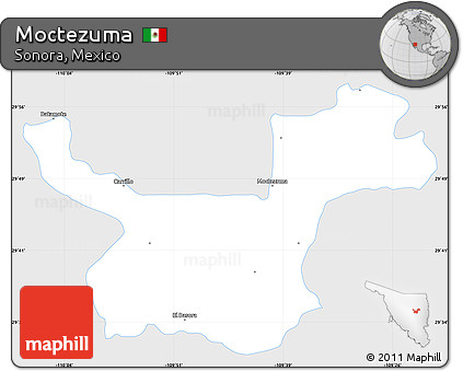 Silver Style Simple Map of Moctezuma, single color outside