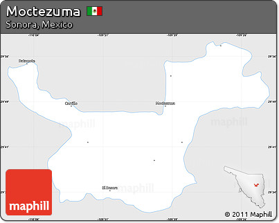 Silver Style Simple Map of Moctezuma, single color outside