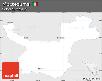 Silver Style Simple Map of Moctezuma, single color outside