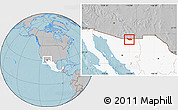 Gray Location Map of Naco, highlighted country, hill shading
