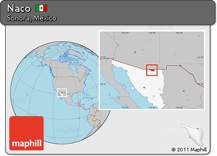 Gray Location Map of Naco, highlighted parent region