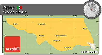 Savanna Style Simple Map of Naco, single color outside